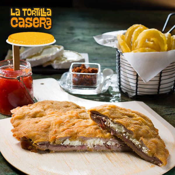 Cachopo de cecina y queso de cabra